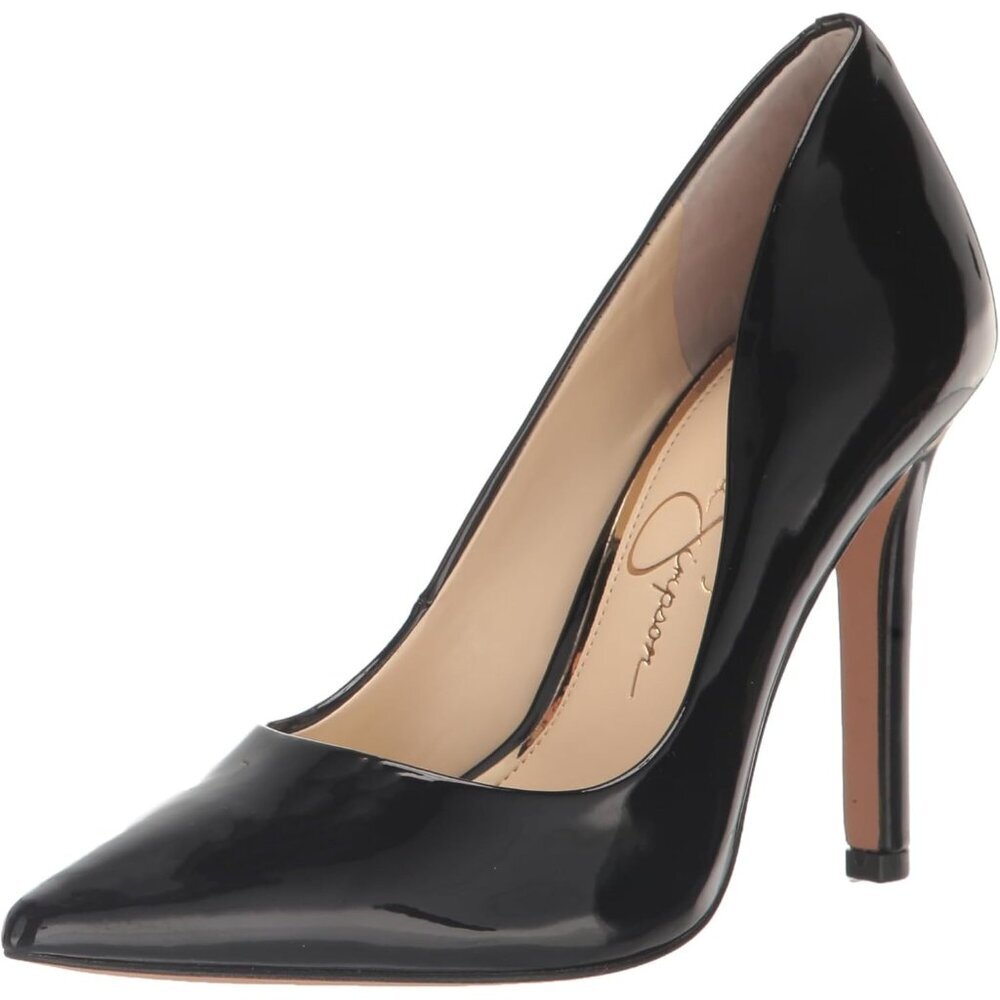 Women's Black Patent Closed Pointed Toe High Cassani Dress Heels Pumps